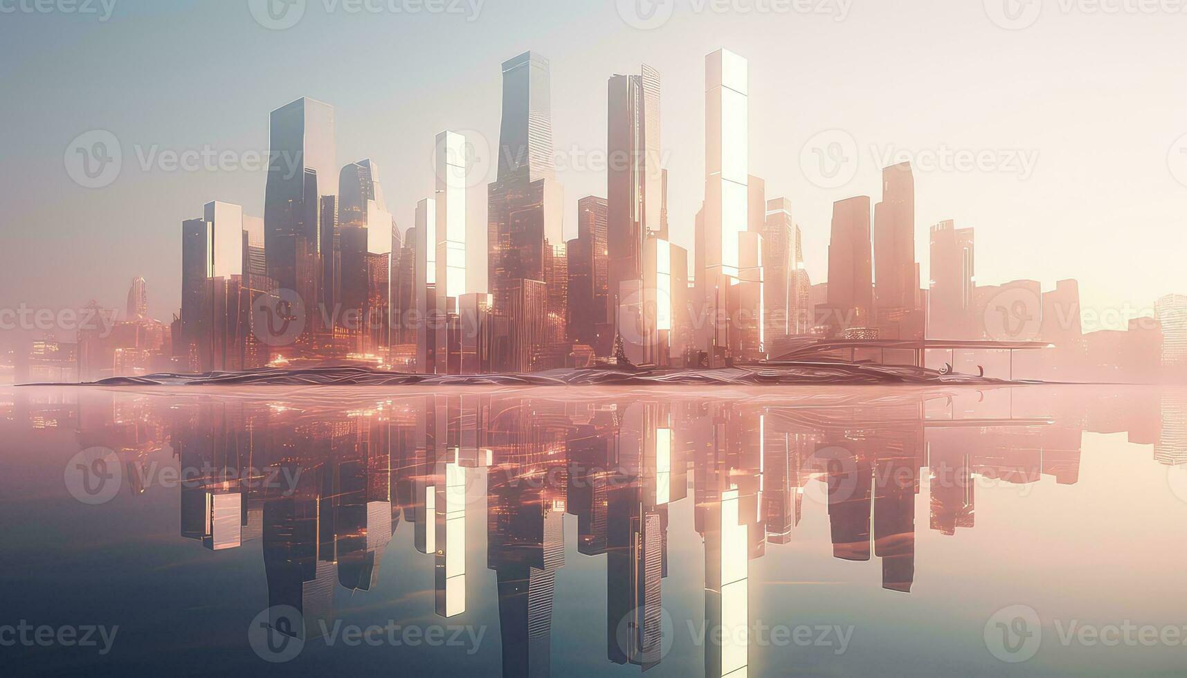 Floating in the Air Ethereal Nature and 3D Pastel Skyline AI generated photo