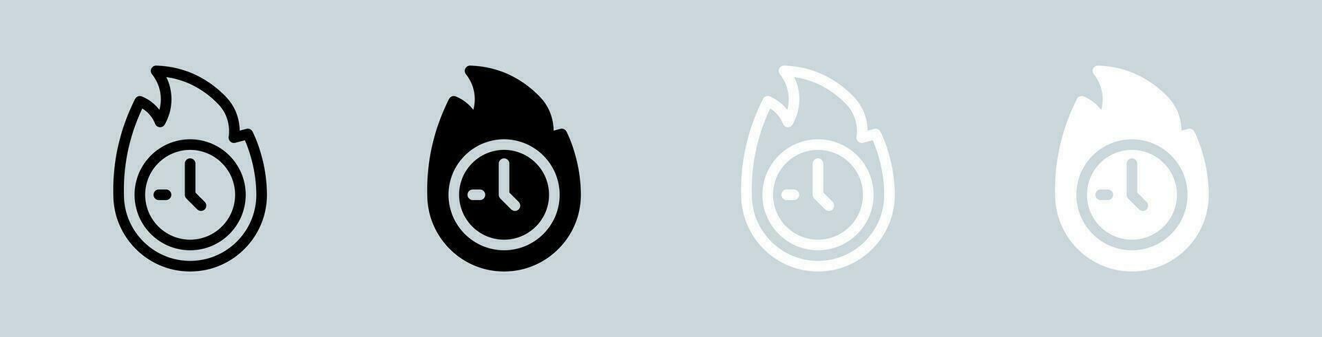 Limited icon set in black and white. Time signs vector illustration.