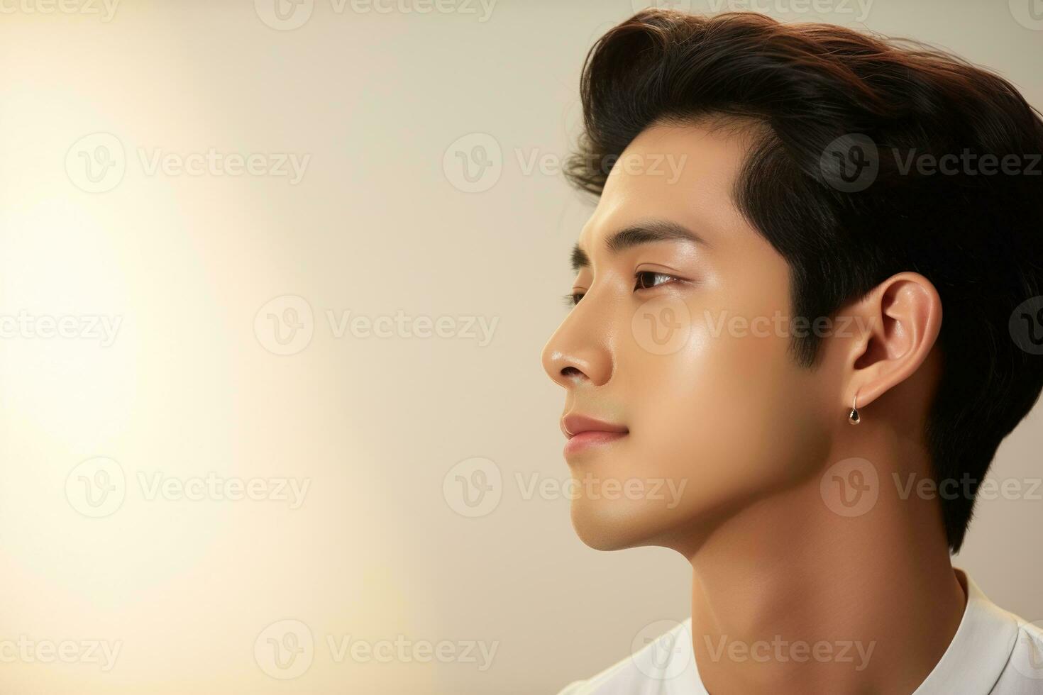 Portrait of handsome young asian man with clean skin, studio shot AI generated photo