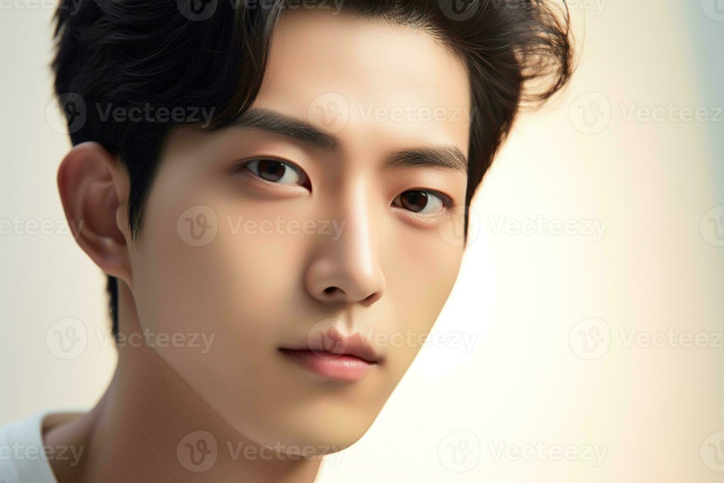 Portrait of handsome young asian man with clean skin, studio shot AI generated photo