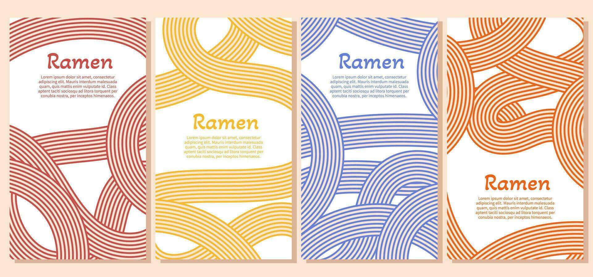 Ramen noodle texture social media template. Japanese, Chinese wavy background vector