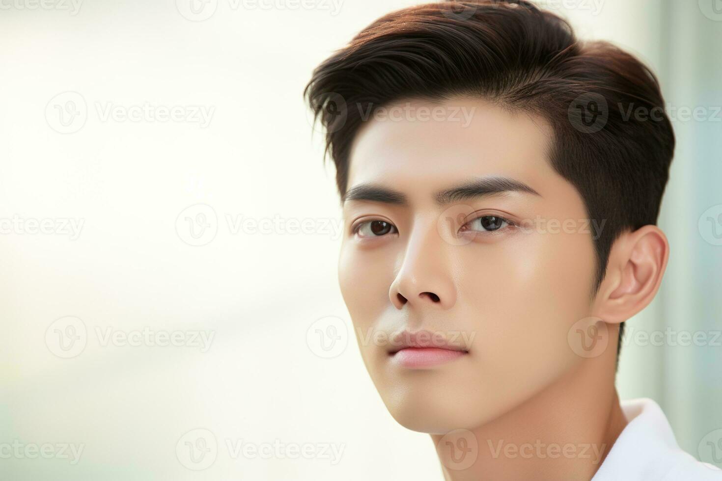 Portrait of handsome young asian man with clean skin, studio shot AI generated photo