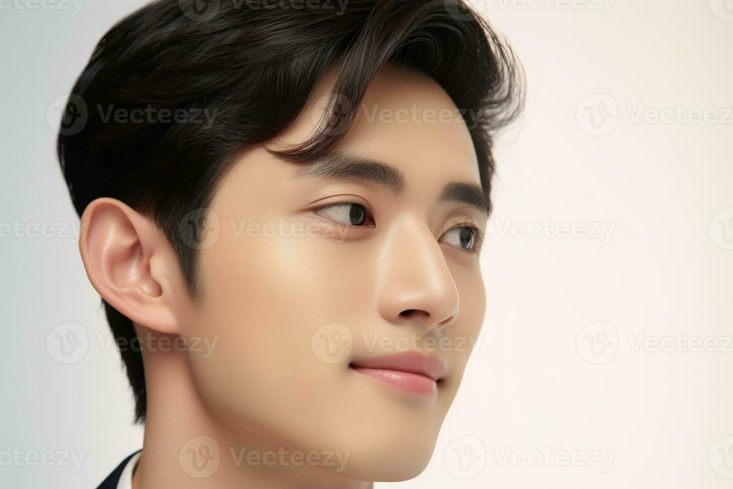 Portrait of handsome young asian man with clean skin, studio shot AI generated photo
