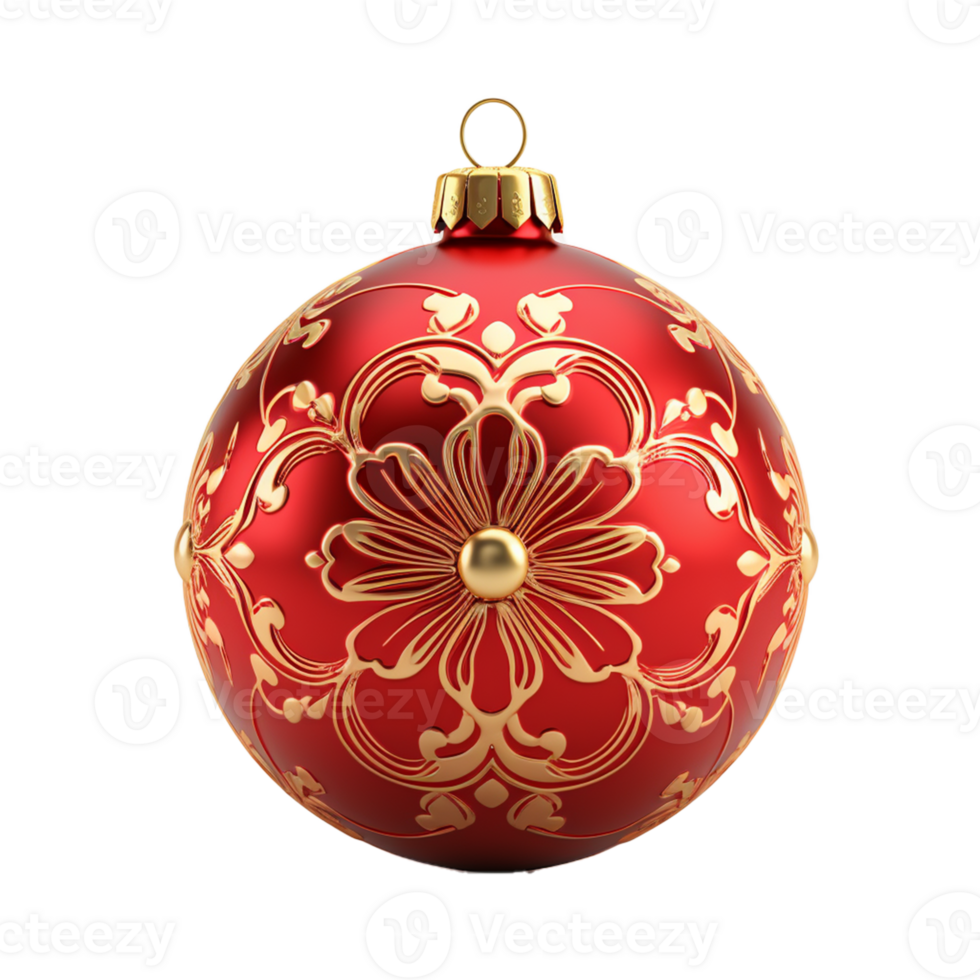 AI Generative Red Christmas Ball Ornaments  on transparent background AI generative png