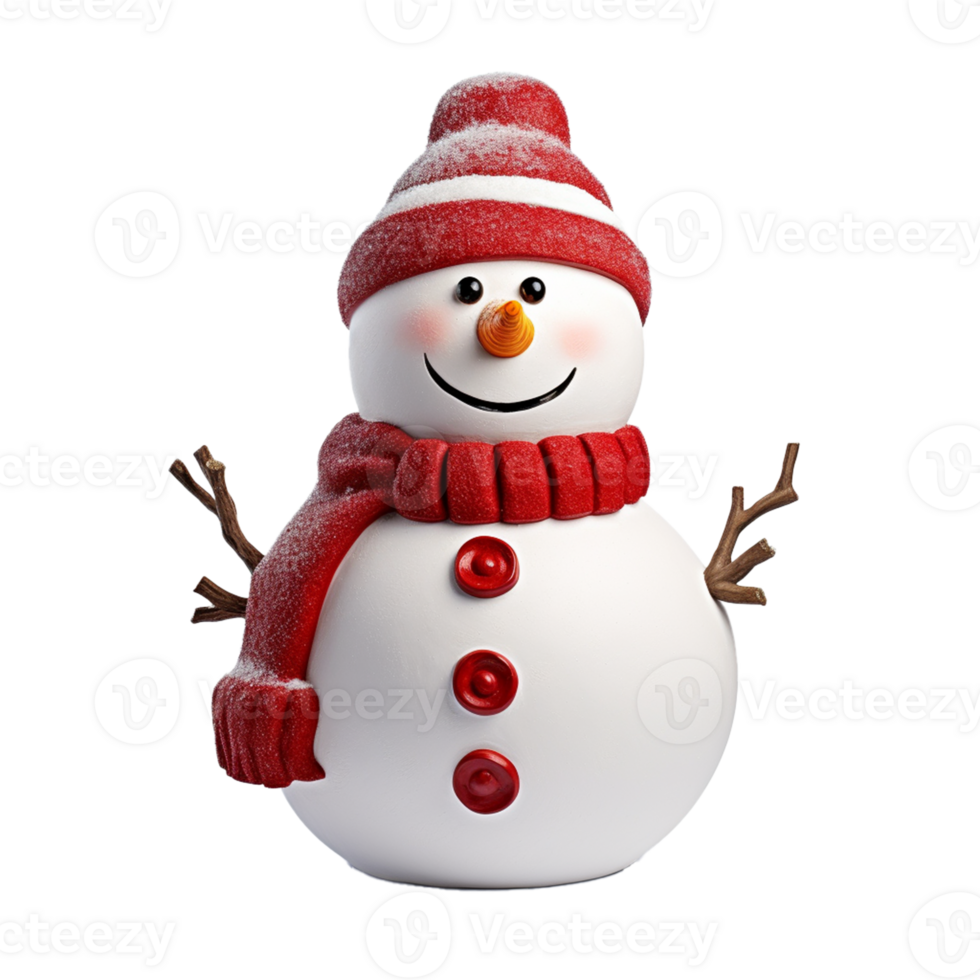 AI Generative White cute snowman  on transparent background  AI generative png