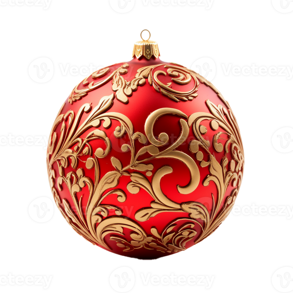 AI Generative Red Christmas Ball Ornaments  on transparent background AI generative png