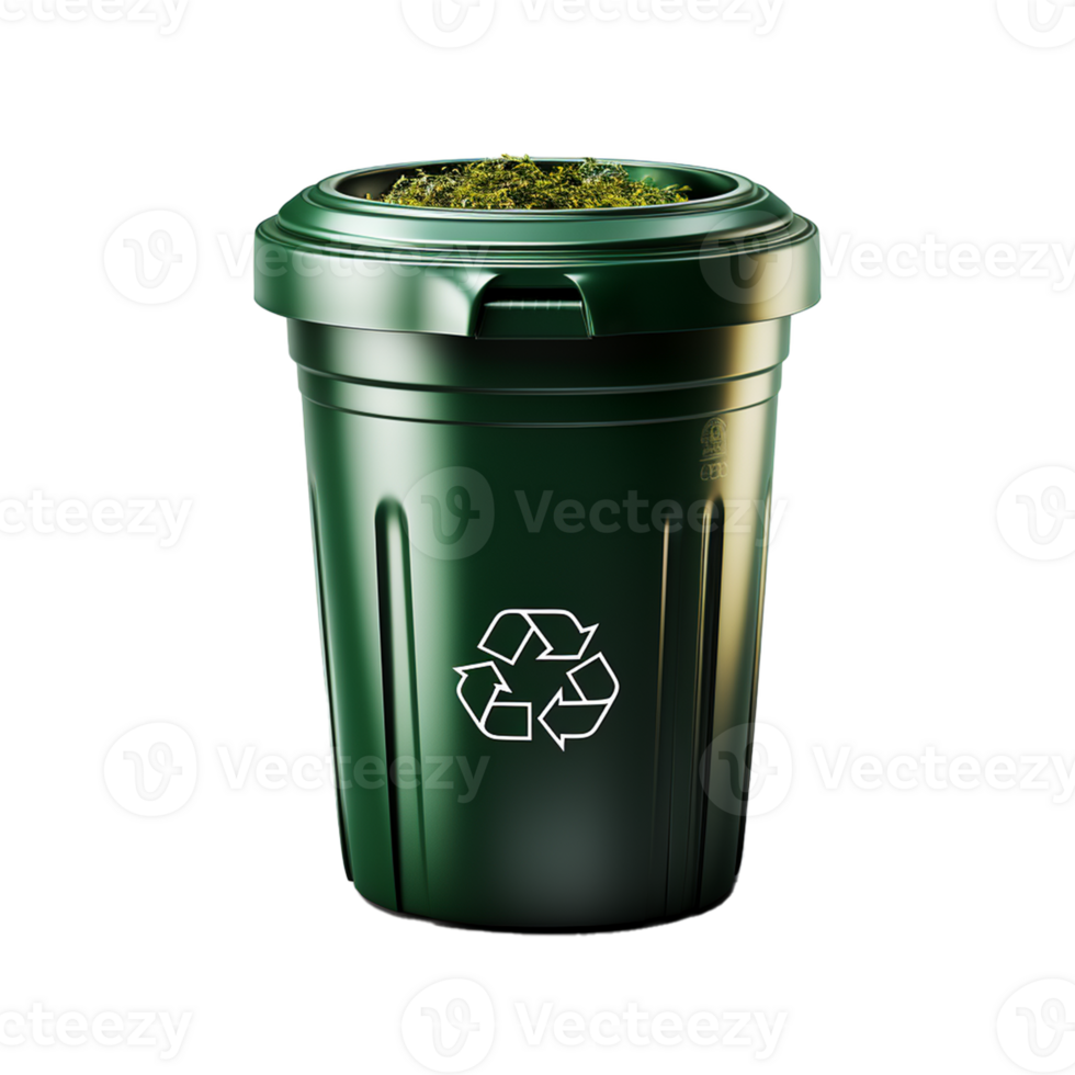 AI Generative A recyclable green trash can on transparent background , AI generative png