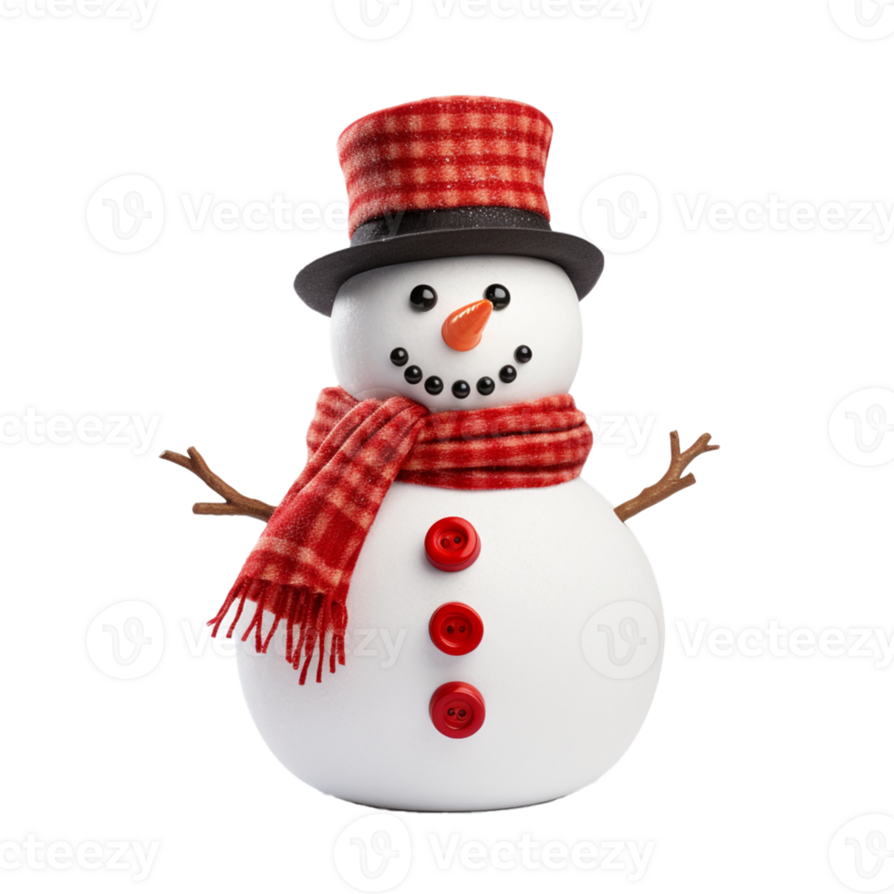 AI Generative White cute snowman  on transparent background  AI generative png