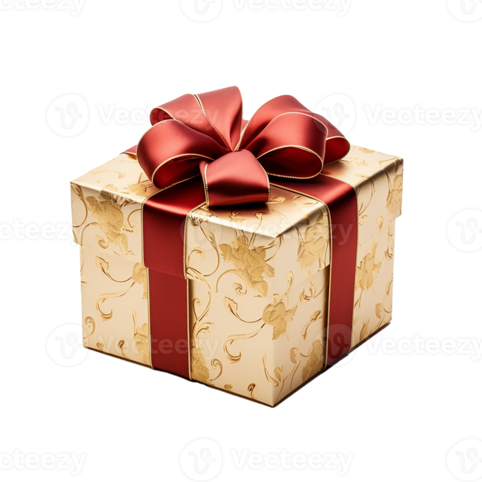 AI Generative beautiful red gift box  on transparent background AI generative png
