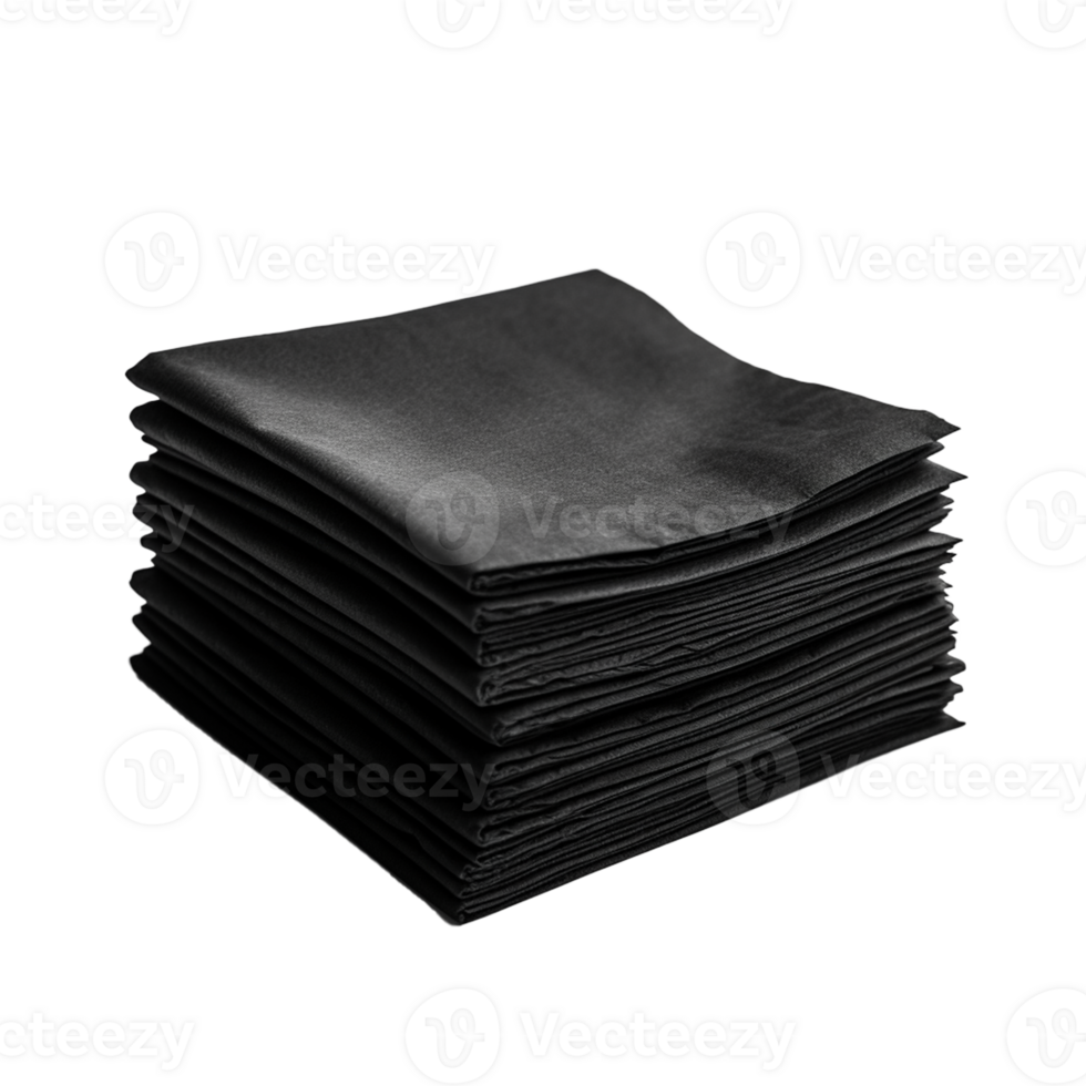 AI Generative Black Paper Tissues Stack on transparent background , AI generative png