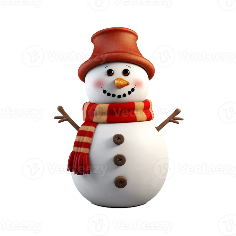 AI Generative White cute snowman  on transparent background  AI generative png