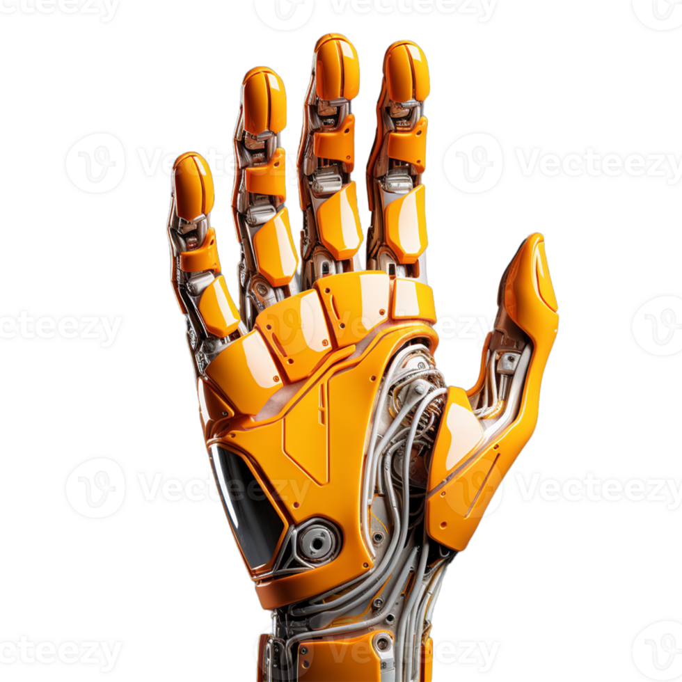 AI Generative robot hand  on transparent background  AI generative png