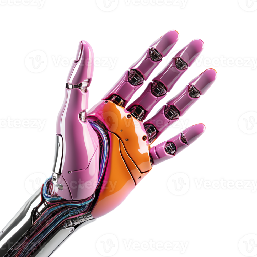 AI Generative robot hand  on transparent background  AI generative png