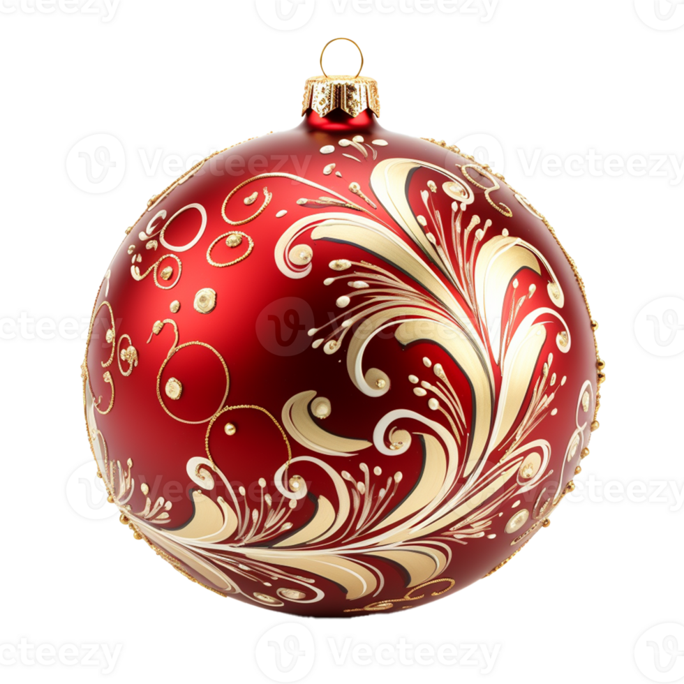 AI Generative Red Christmas Ball Ornaments  on transparent background AI generative png