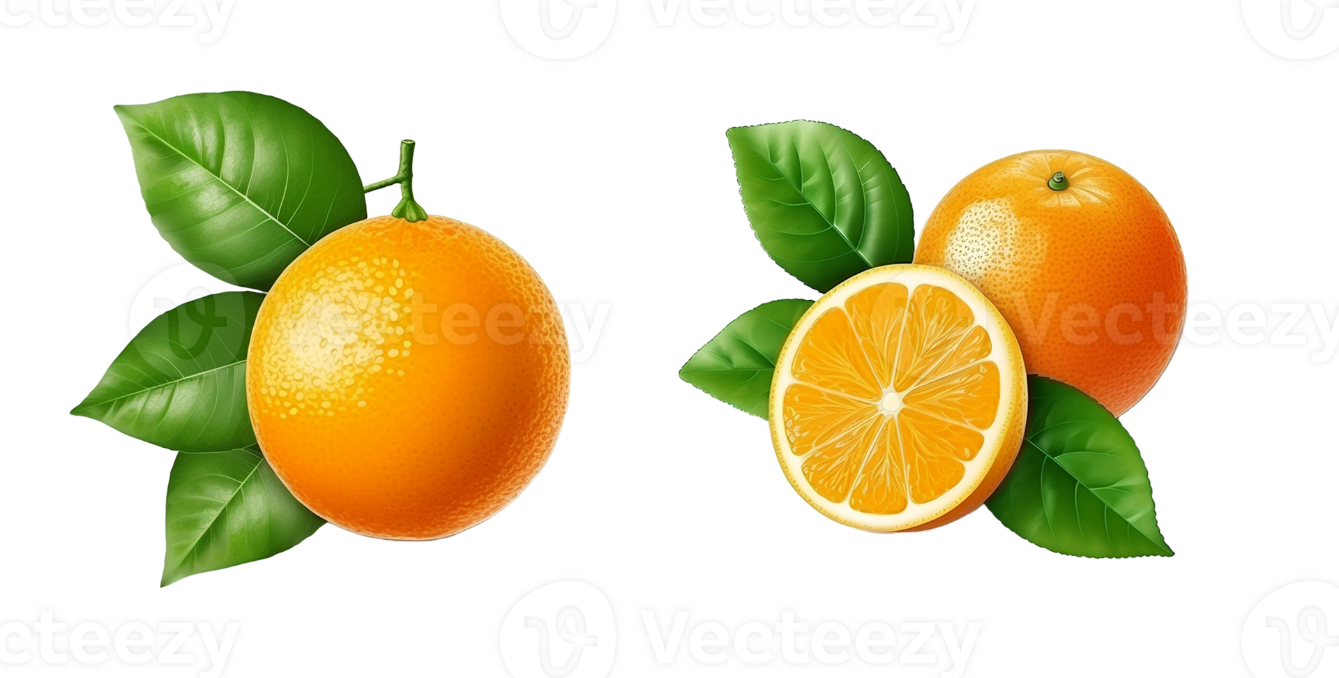 ai generativo conjunto do laranja com folhas em transparente fundo ai generativo png
