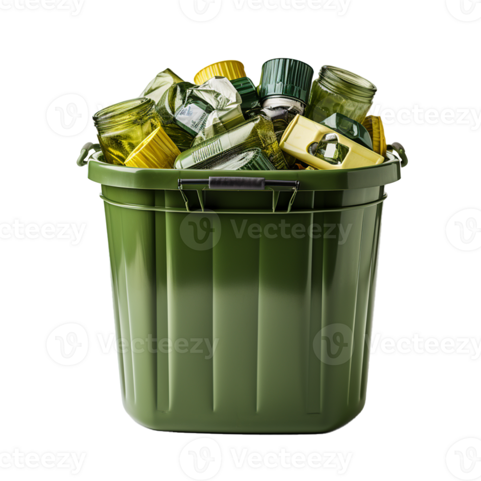 AI Generative A recyclable green trash can on transparent background , AI generative png