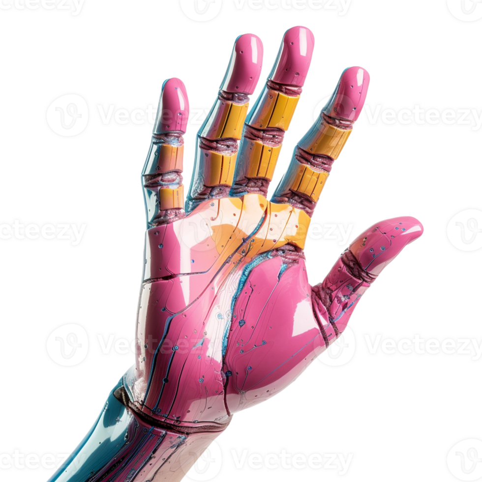 AI Generative robot hand  on transparent background  AI generative png