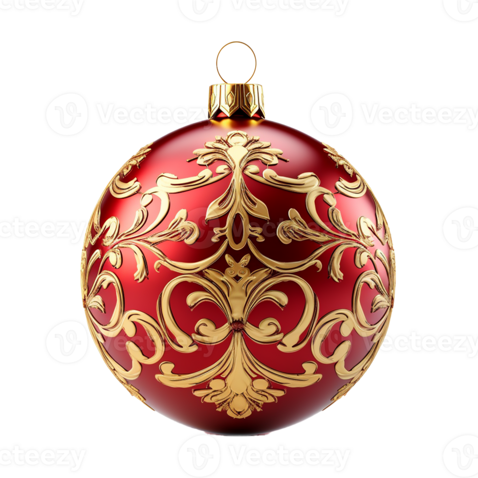 AI Generative Red Christmas Ball Ornaments  on transparent background AI generative png