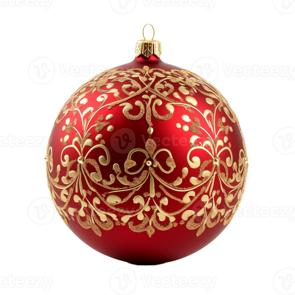 AI Generative Red Christmas Ball Ornaments  on transparent background AI generative png