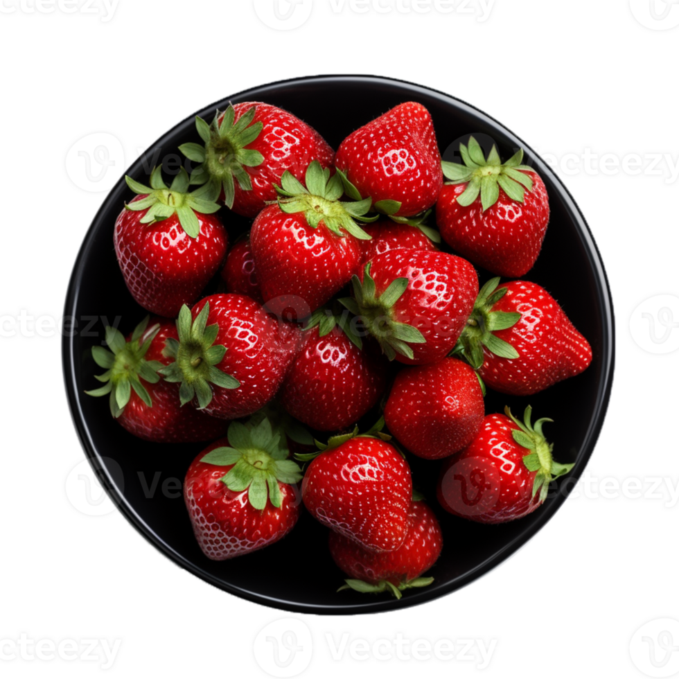AI Generative Strawberries in bowl on transparent background, AI generative png