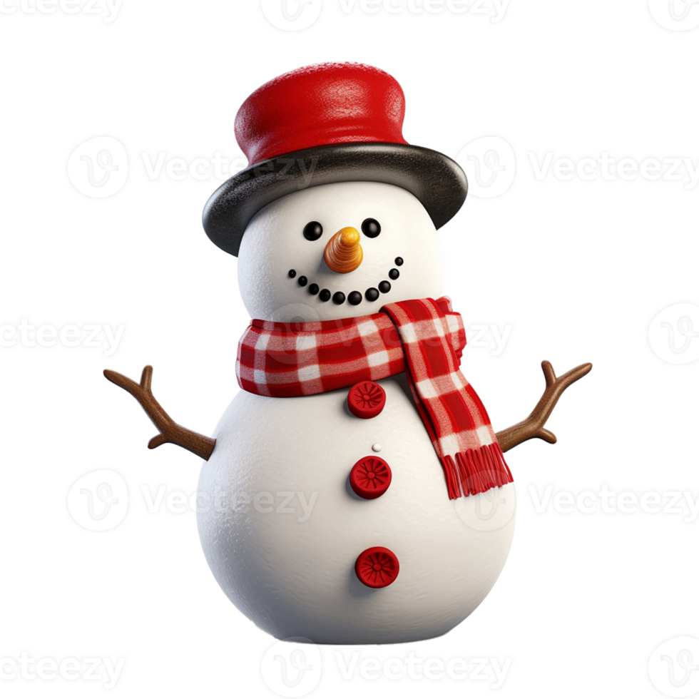 AI Generative White cute snowman  on transparent background  AI generative png