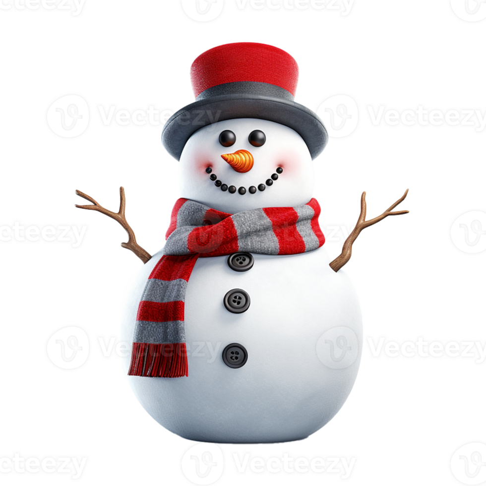 AI Generative White cute snowman  on transparent background  AI generative png