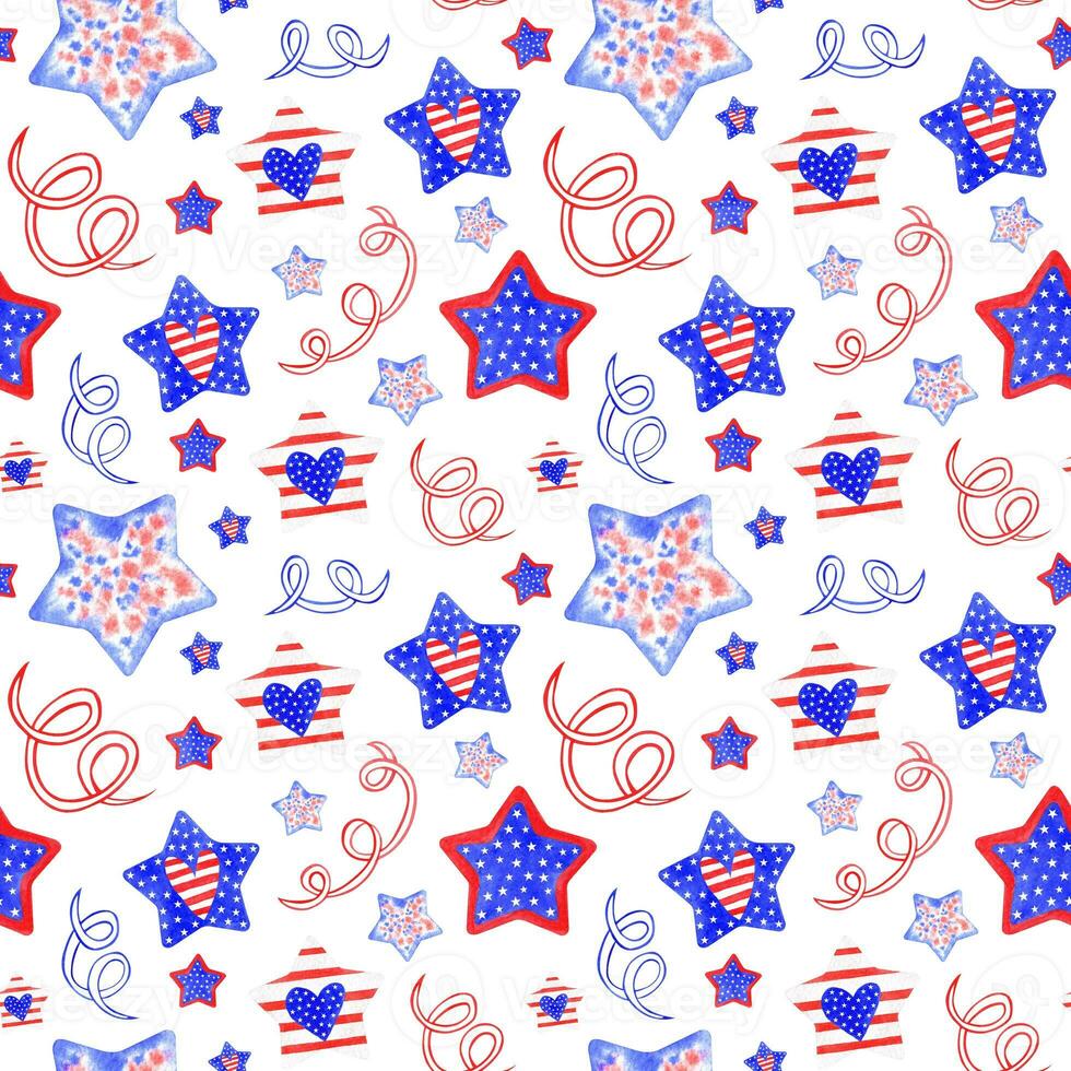 watercolor seamless pattern of American symbolism photo