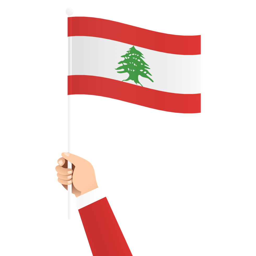 Hand Holding Lebanon National Flag Isolated Transparent Simple Illustration png