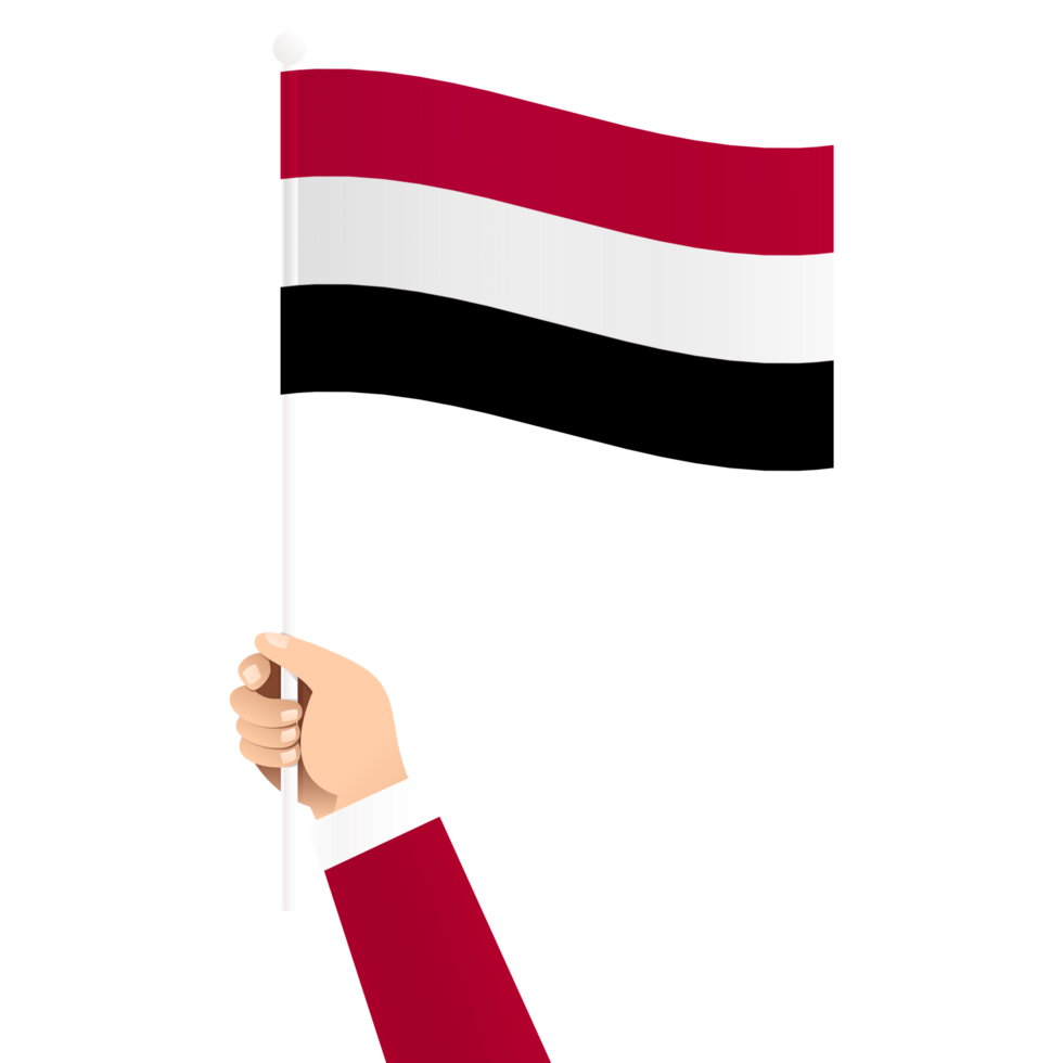 Hand Holding Yemen National Flag Isolated Transparent Simple Illustration png