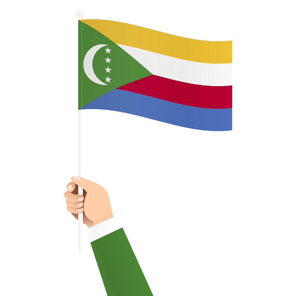 Hand Holding Comoro National Flag Isolated Transparent Simple Illustration png