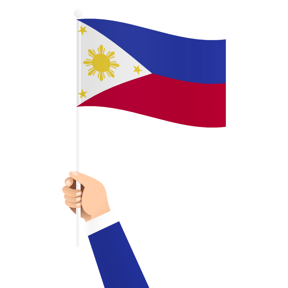 Hand halten Philippinen National Flagge isoliert transparent einfach Illustration png