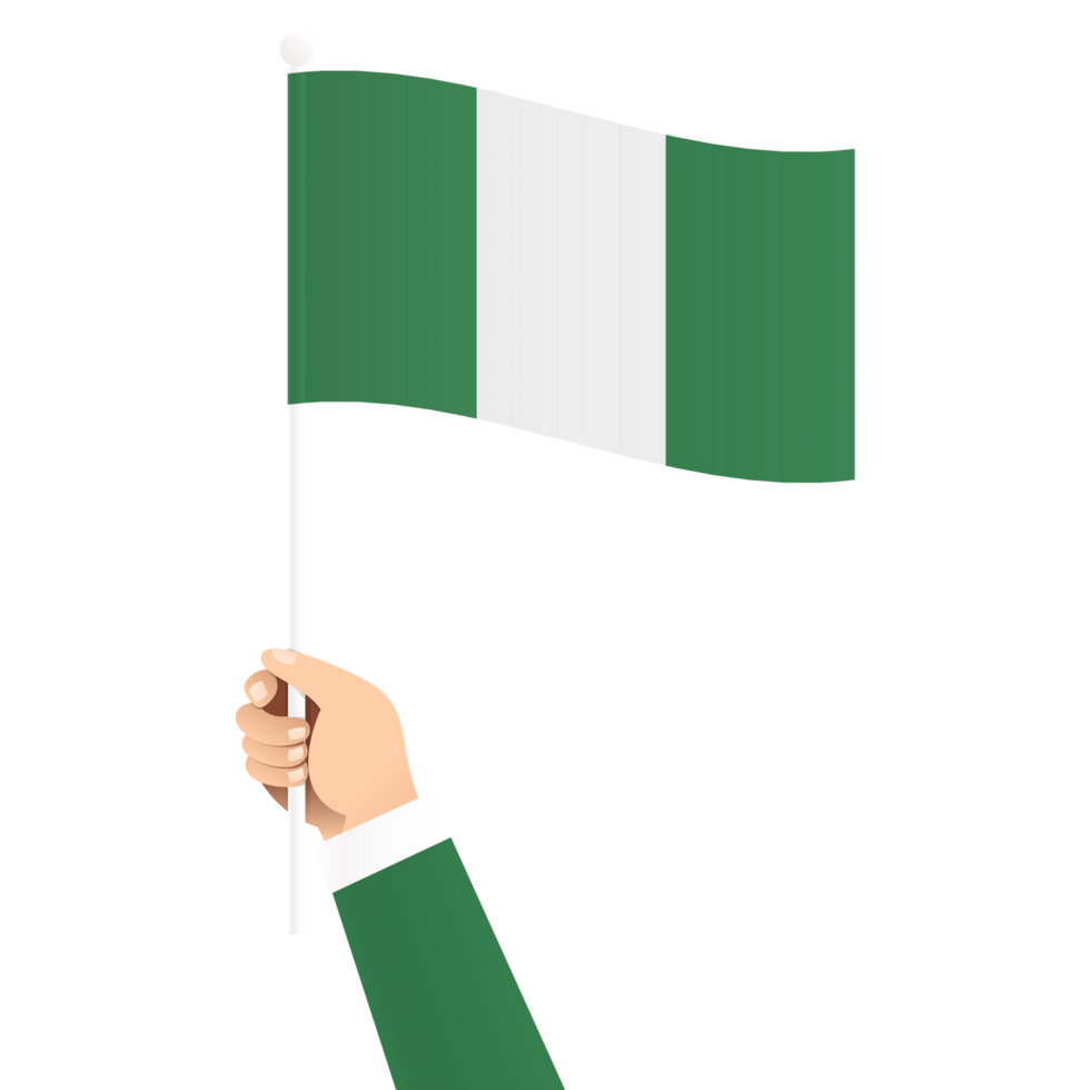 Hand Holding Nigeria National Flag Isolated Transparent Simple Illustration png