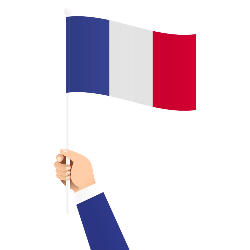 hand innehav Frankrike nationell flagga isolerat transparent enkel illustration png
