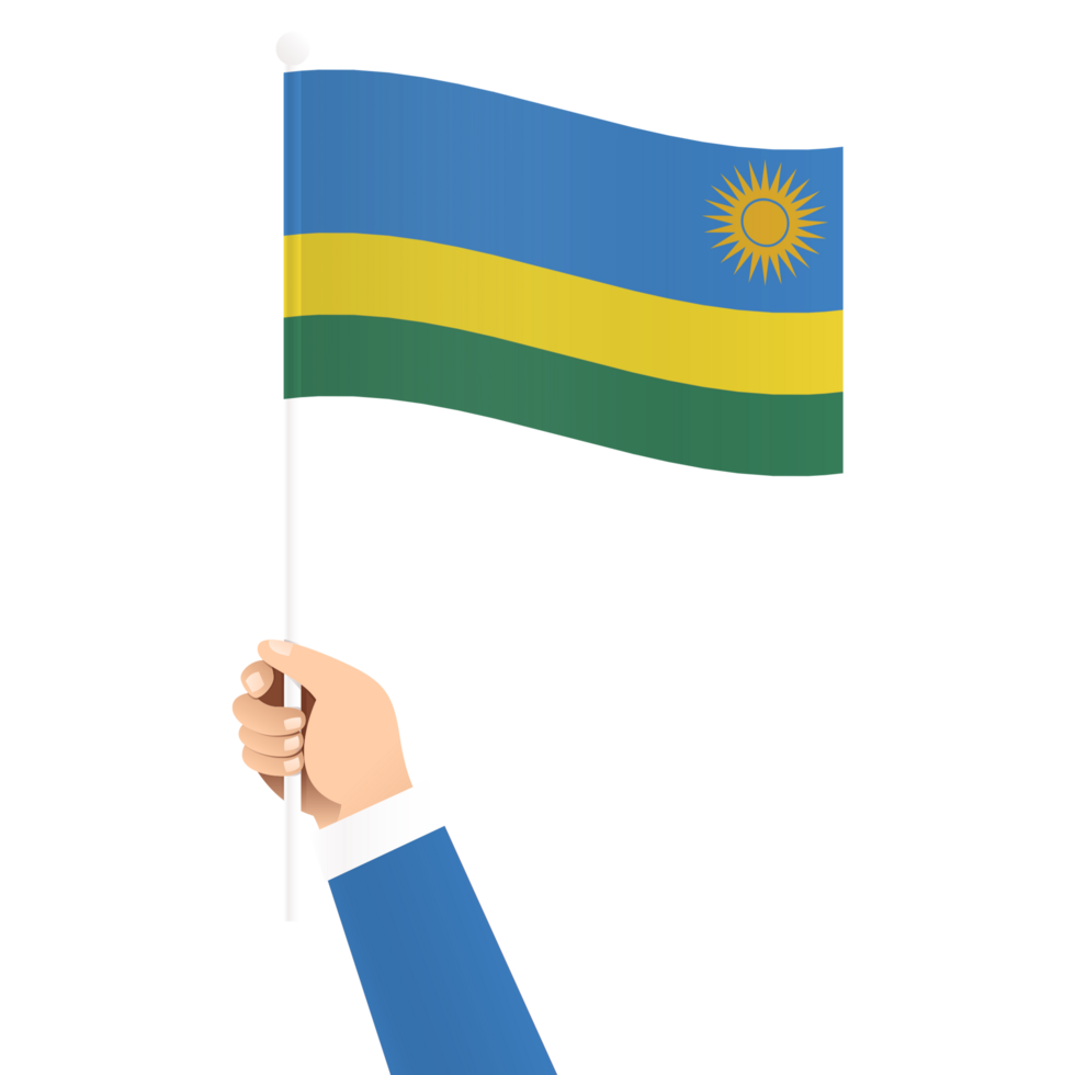 Hand Holding Rwanda National Flag Isolated Transparent Simple Illustration png