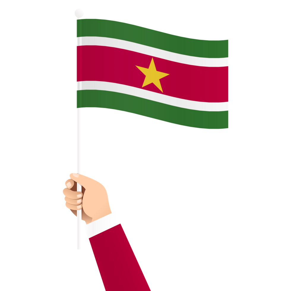 Hand Holding Suriname National Flag Isolated Transparent Simple Illustration png