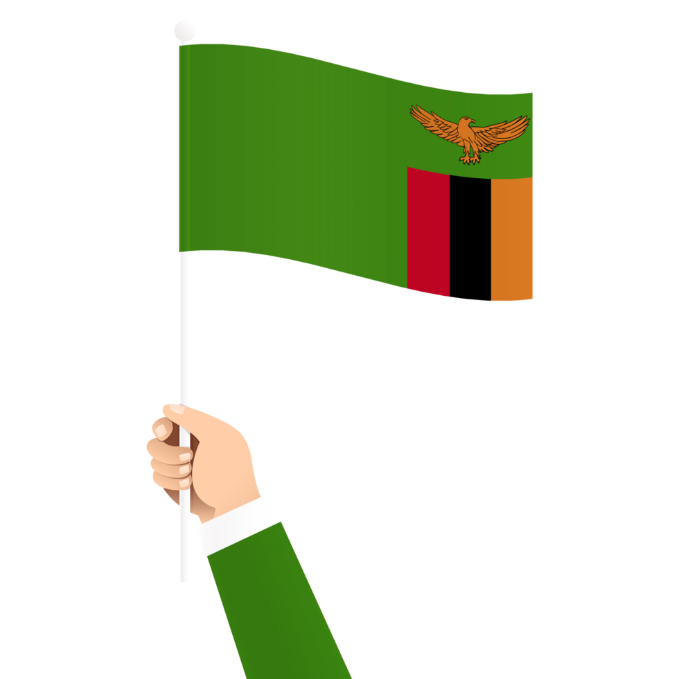 Hand Holding Zambia National Flag Isolated Transparent Simple Illustration png