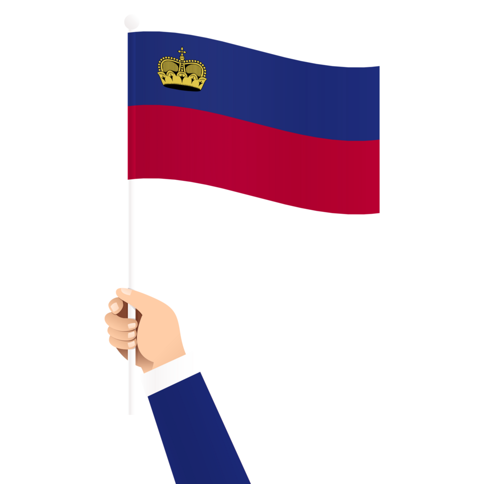 mão segurando liechtenstein nacional bandeira isolado transparente simples ilustração png