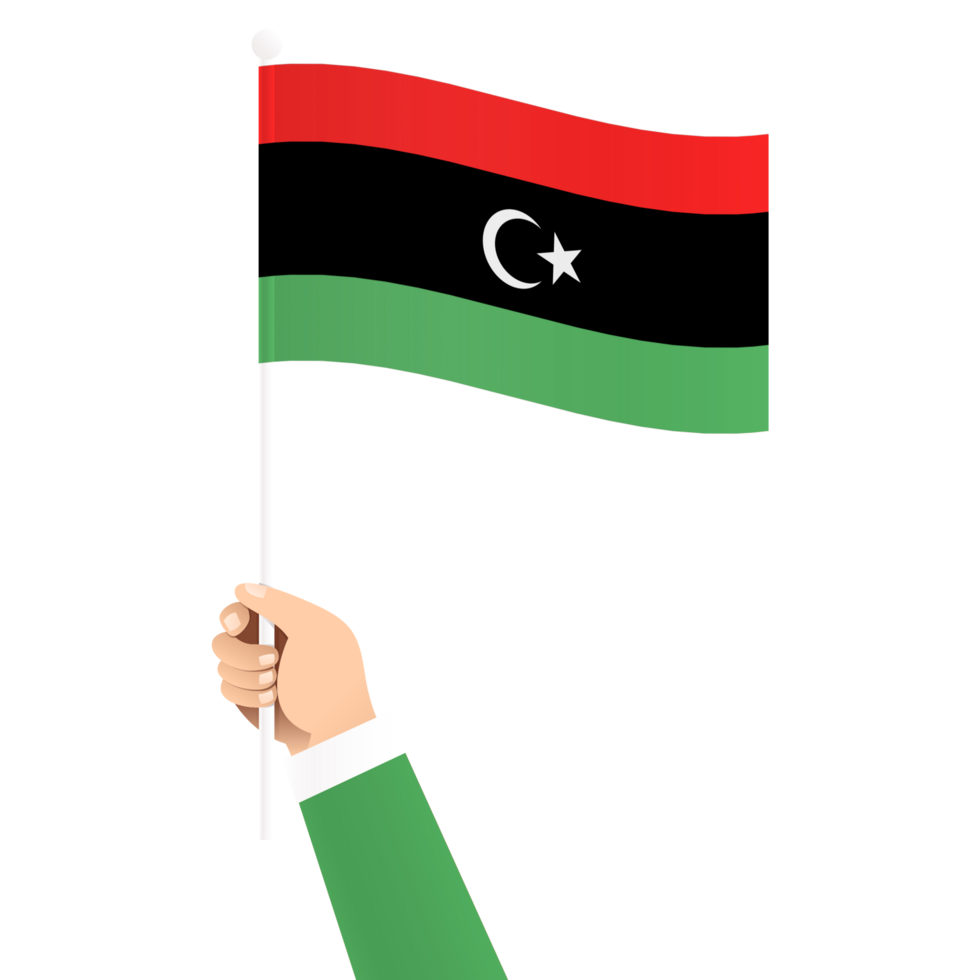 Hand Holding Libya National Flag Isolated Transparent Simple Illustration png