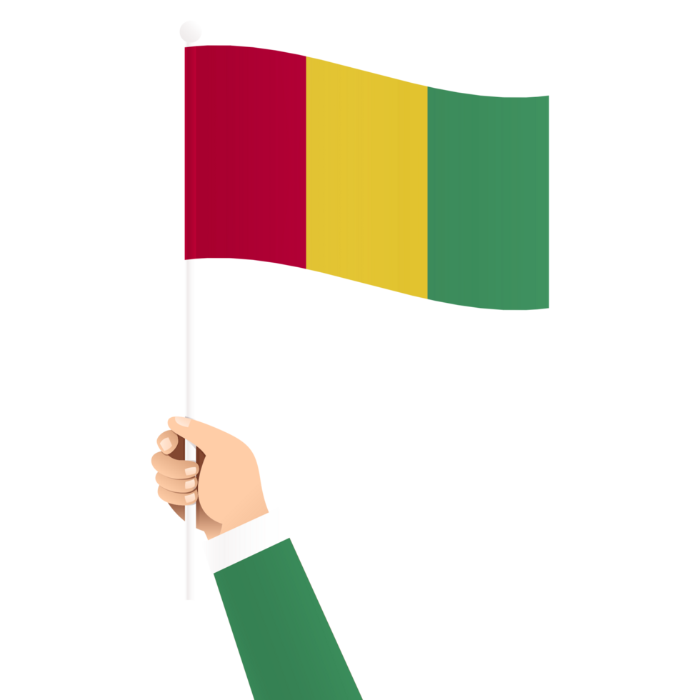 Hand Holding Guinea National Flag Isolated Transparent Simple Illustration png