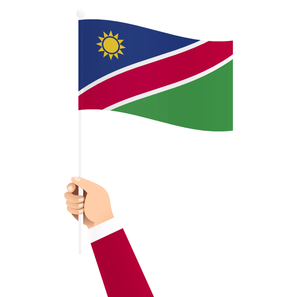 Hand Holding Namibia National Flag Isolated Transparent Simple Illustration png