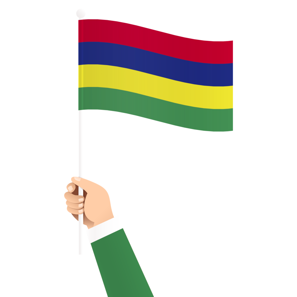 Hand Holding Mauritius National Flag Isolated Transparent Simple Illustration png