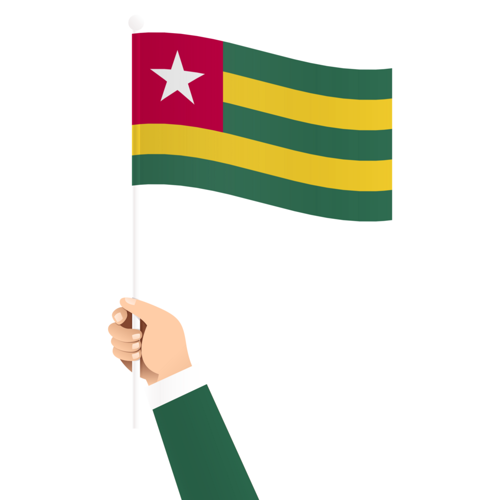 Hand Holding Togo National Flag Isolated Transparent Simple Illustration png