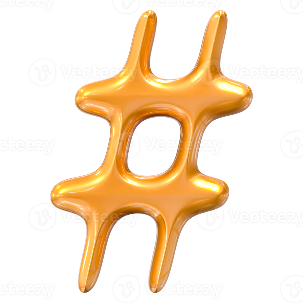 a gold hash symbol on a transparent background png