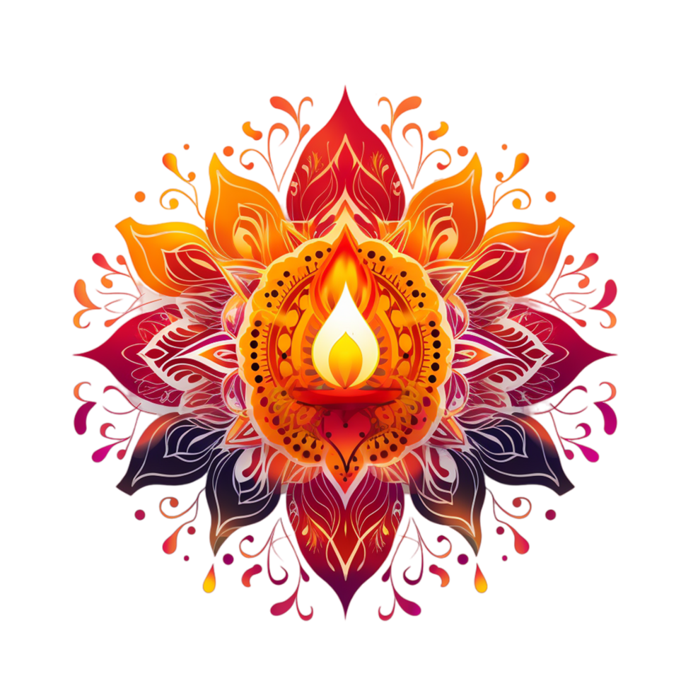 Lycklig diwali diya mandala ai generativ png