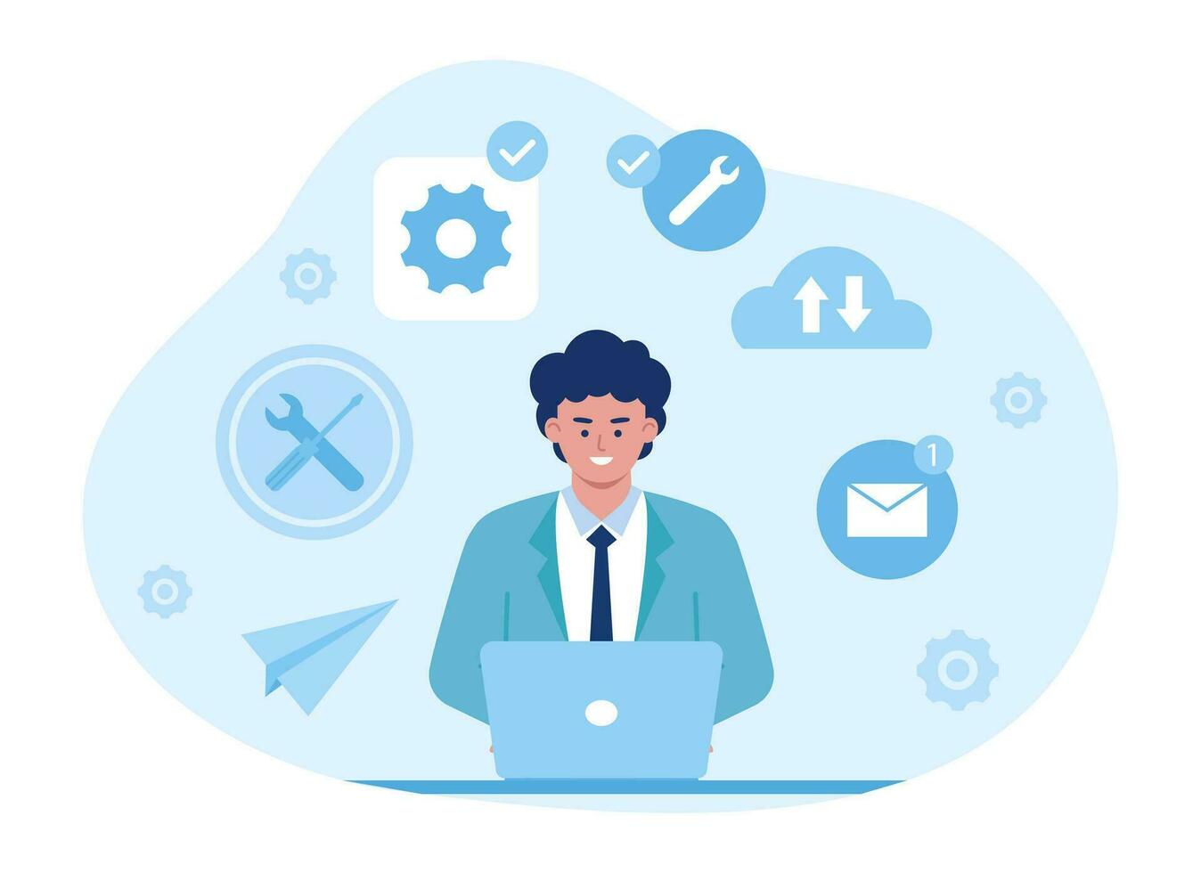 Computer technician concept flat illustration vector