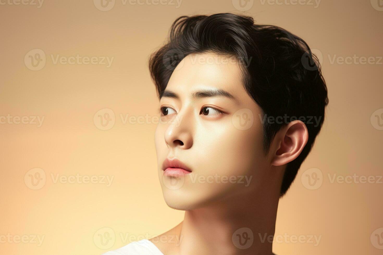 Portrait of handsome young asian man with clean skin, studio shot AI generated photo