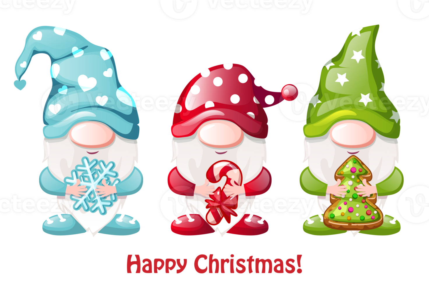 Three Christmas gnomes png