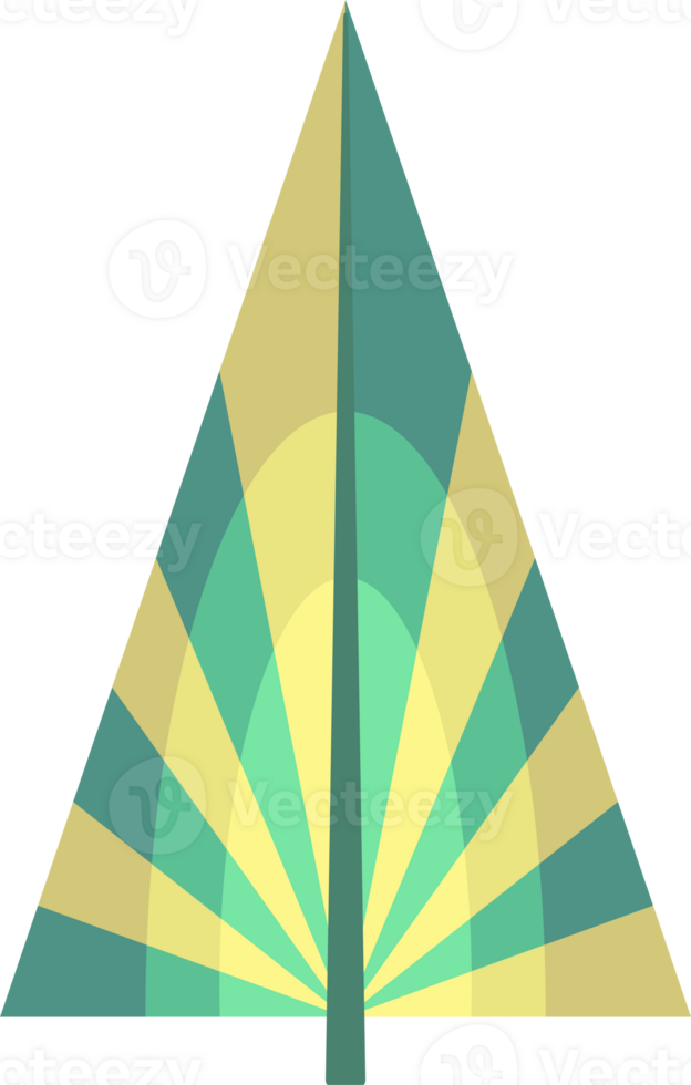 Abstract, stylized Christmas tree illustration. Decorated Christmas tree design, PNG with transparent background.