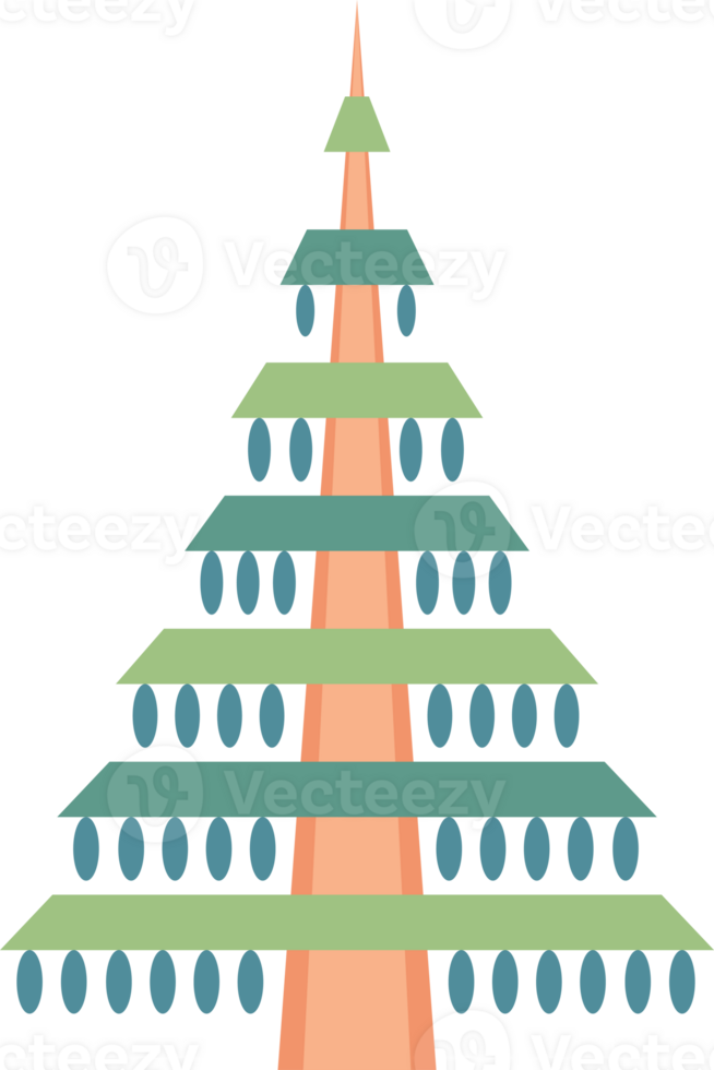 abstracto, estilizado Navidad árbol ilustración. decorado Navidad árbol diseño, png con transparente antecedentes.