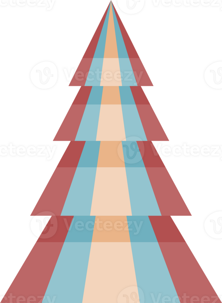 Abstract, stylized Christmas tree illustration. Decorated Christmas tree design, PNG with transparent background.